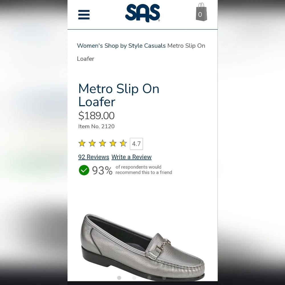 SAS Metro Pewter Leather‎ Loafer With Horsebit Detail